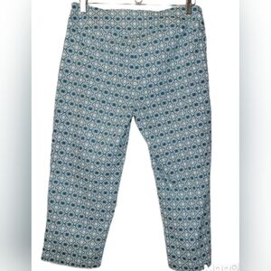 Zac And Rachel Pull On Teal White Geo Design Jeggings Pant Size 10 Artsy Stretch